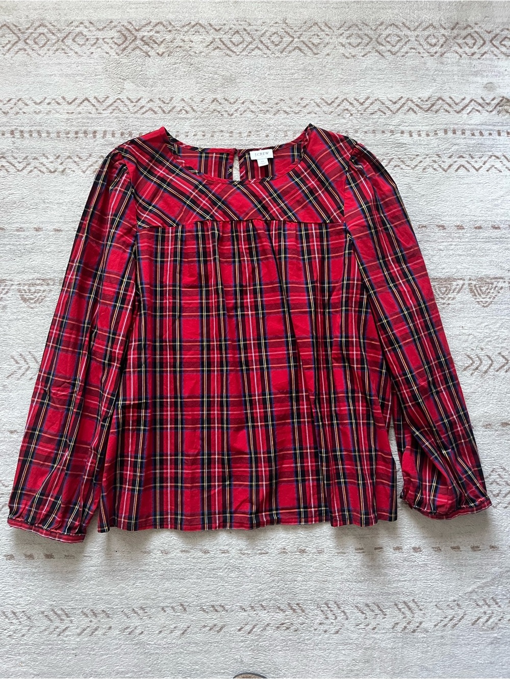 J. Crew Red Plaid Long-Sleeve Blouse